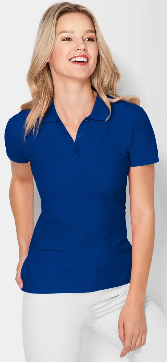 Dames nauwsluitend poloshirt, koningsblauw, S