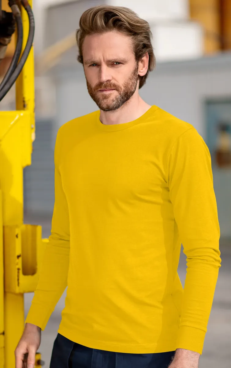 Duurzaam heren-T-shirt met lange mouwen, geel, S