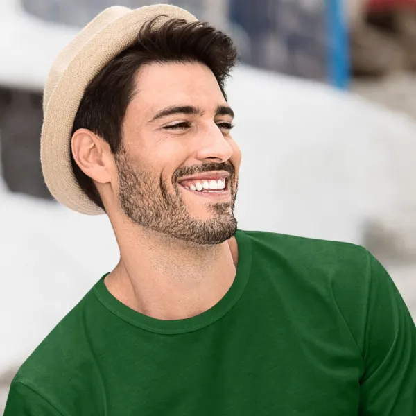 Heren T-shirt met lange mouwen - Klassieke ronde halslijn