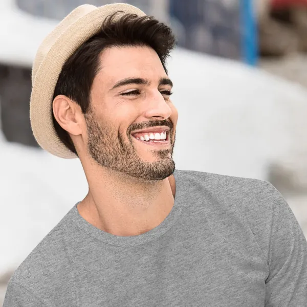 Heren T-shirt met lange mouwen - Klassieke ronde halslijn