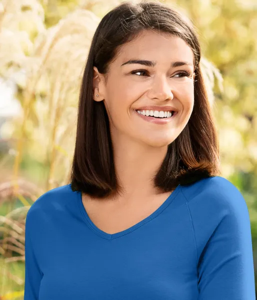 Dames nauwsluitend T-shirt, V-halslijn - Diepe V-halslijn