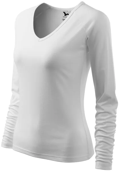 Dames nauwsluitend T-shirt, V-halslijn - Comfortabel dames T-shirt met lange mouwen